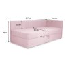 TEODOR saroktámlás heverő ágyneműtartóval 90x200 - rózsaszín