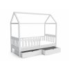 JOHNY házikó formájú fehér gyerekágy leesésgátlóval 80x180