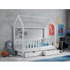 JOHNY házikó formájú fehér gyerekágy leesésgátlóval 80x180