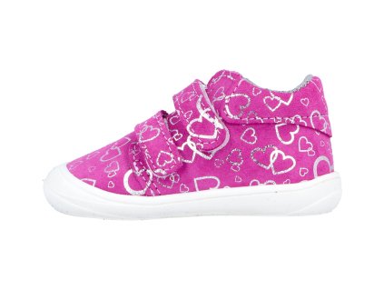 Kid velcro růžové srdce velur
