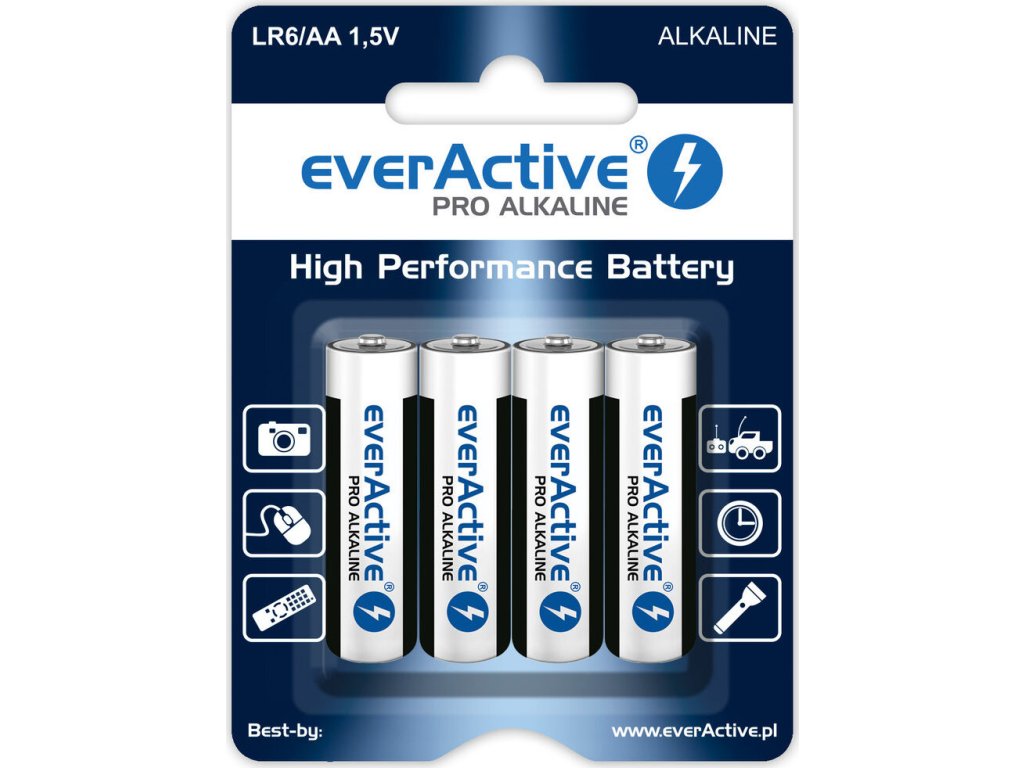 4 x baterie alkaliczne everactive pro lr6 aa blister