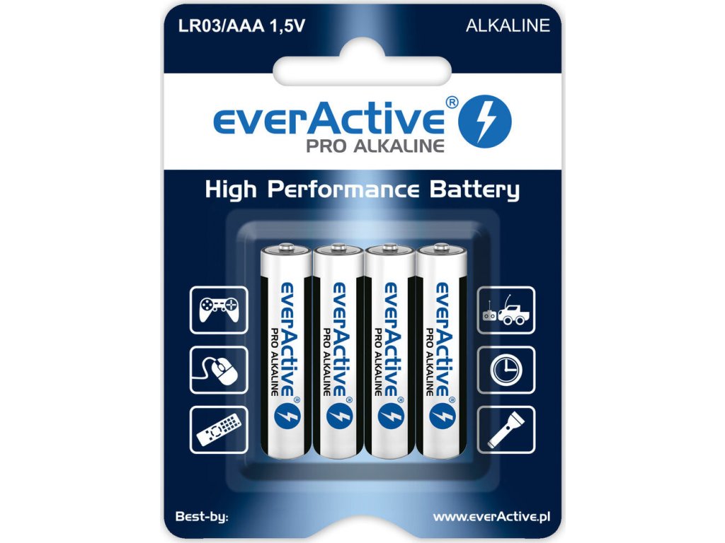 4 x baterie alkaliczne everactive pro lr03 aaa blister