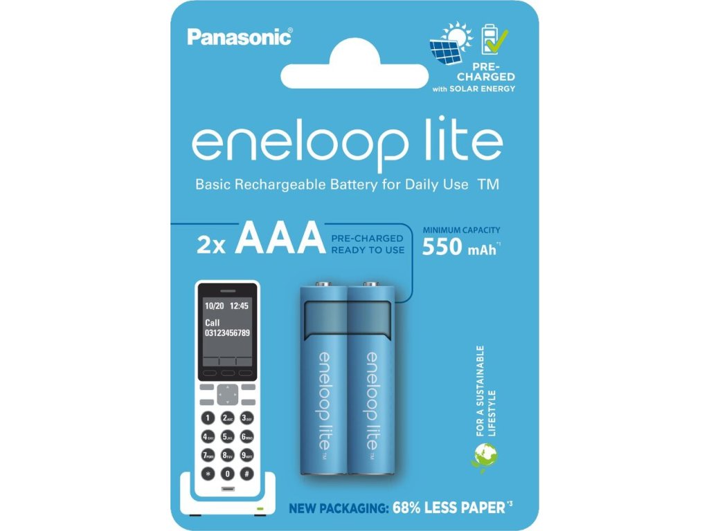 akumulatorki panasonic eneloop lite dect new r03 aaa 550mah bk 4lcce 2de blister 2 sztuki