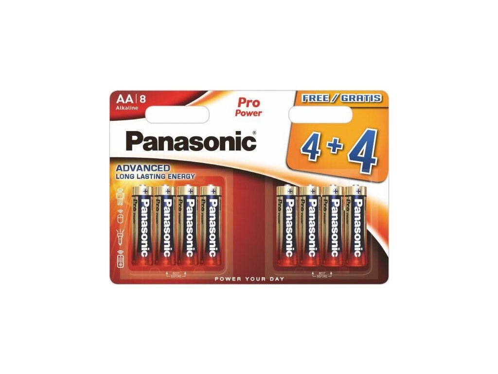 8 x panasonic alkaline pro power lr6 aa blister