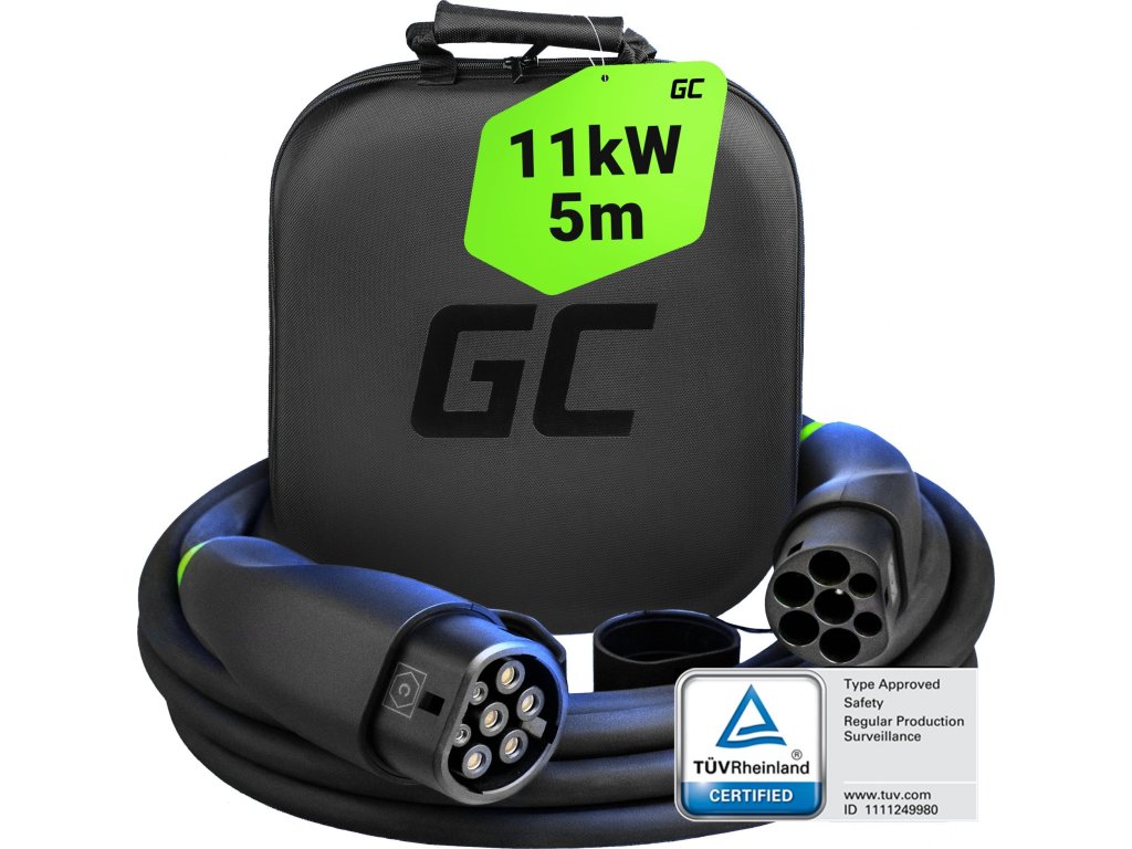 green cell gc snap type 2 ev charging cable 11kw 7m for tesla model y 3 s x vw id4 kia ev6 hyundai ioniq 5 ford mach e