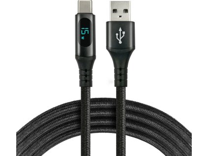 kabel przewod pleciony usb usb c typ c lcd everactive cbb 1cbl 100cm z obsluga szybkiego ladowania do 3a czarny 3