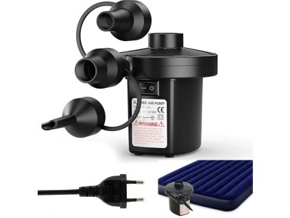 Elektrická Pumpa 230V na Matrace, Bazény, Míče se 3 Nástavci | Rychlé Nafukování a Vyfukování