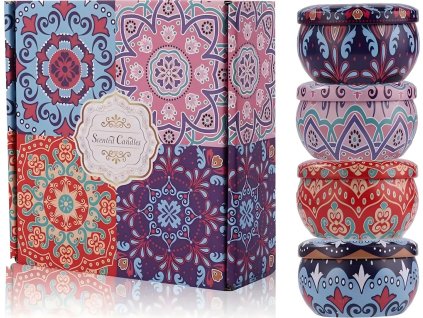 DOMÁCÍ SOUPRAVA 4 SÓJOVÝCH SVÍČEK VONNÉ DEKORATIVNÍ SVÍČKY NA DÁREK + KRABIČKA W-1505 | EXTRALINK