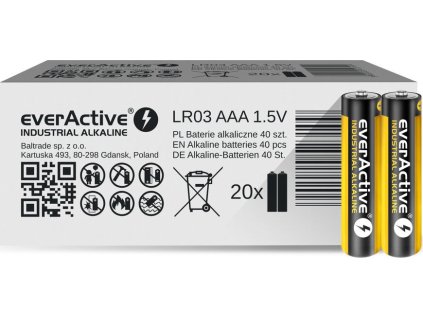 40 x baterie alkaliczne everactive industrial lr03 aaa pakowane w zgrzewki shrink po 2szt