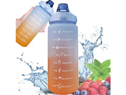 Motivační láhev | Láhev na vodu, 2000 ml, oranžová-modrá | Extralink