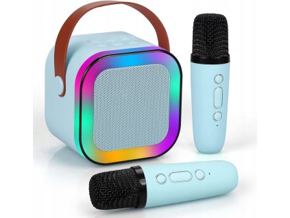 Extralink Kids Mini Karaoke LED Speaker 2x Mic Modrý | Karaoke set | reproduktor, 2x mikrofon, Bluetooth, AUX, slot na SD kartu, RGB osvětlení