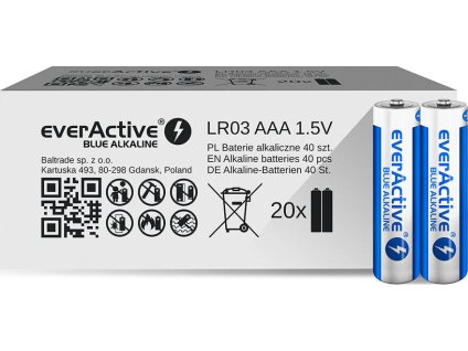 40 x baterie alkaliczne everactive blue alkaline lr03 aaa pakowane w zgrzewki shrink po 2szt