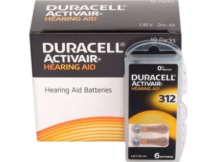 6 x baterie do aparatow sluchowych duracell activair 312 mf 2