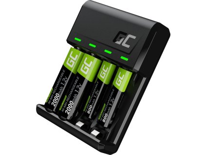 set charger green cell gc vitalcharger and batteries 2xaa 2000mah 2xaaa 800mah