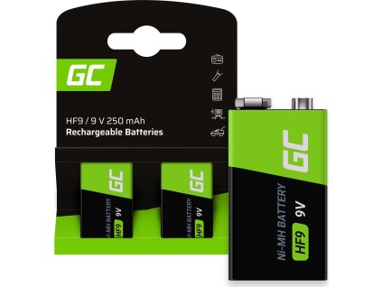 batteries rechargeable 2x 9v hf9 ni mh 250mah green cell