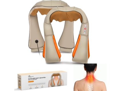 Shiatsu Masážní přístroj na krk a ramena s vyhříváním - Hloubková 3D masáž doma i v autě