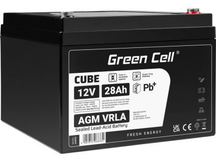 green cell agm vrla 12v 28ah bezobslugowy akumulator do lodzi skutera zabawki wozka kampera