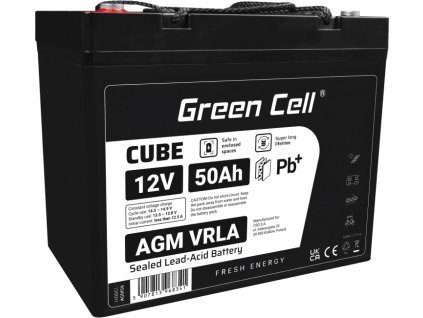 green cell agm vrla 12v 50ah bezobslugowy akumulator do lodzi skutera kampera wozka kosiarki