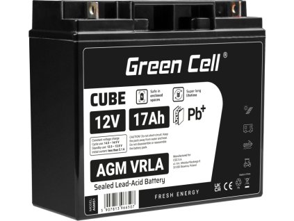 green cell agm vrla 12v 17ah bezobslugowy akumulator do kosiarki skutera lodzi wozka inwalidzkiego