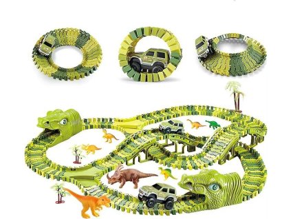 Velká závodní dráha, Dino Park Extralink Toys, Auto, Dinosaurus, Dinosauří park, XXL, 240 dílků