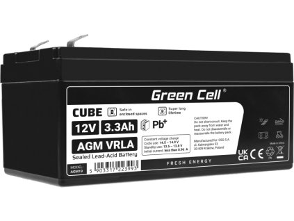 green cell agm 12v 33ah akumulatorova bezudrzbovy akumulator hracky vystrazne systemy hrackarske vozidlo