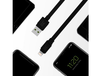 gcmatte lightning flat cable 25 cm with fast charging apple 24a