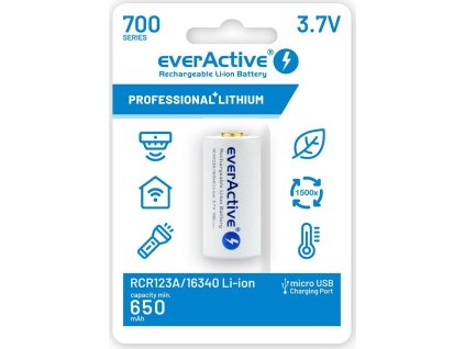 akumulator everactive 16340 3 7v li ion 700mah micro usb z zabezpieczeniem box 10