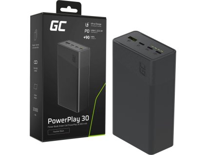 greencell powerplay 30 black powerbank with 30000mah 225w 4 ports