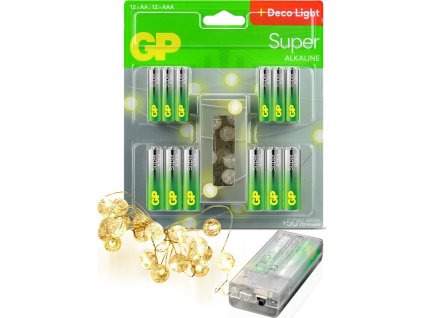 24 x baterie 12 x aa lr6 12 x aaa lr03 gp super alkaline lancuch led 2m 4