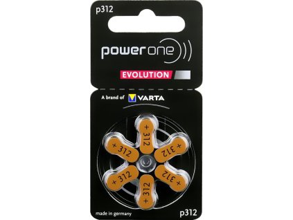 6 x baterie do aparatow sluchowych power one evolution varta 312
