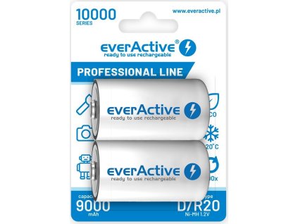 2 x akumulatorki everactive r20 d ni mh 10000 mah ready to use