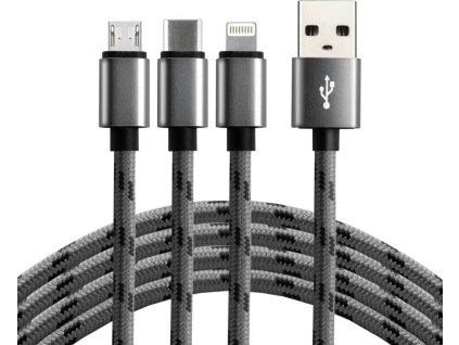 kabel przewod usb 3w1 usb c lightning micro usb 120cm everactive cbb 1 2mci do 2 4a