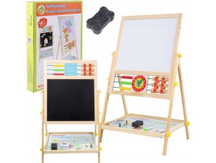 Dvoustranná dětská tabule EXTRALINK Toys: Křídová, magnetická, stíratelná s počítadly a hodinami