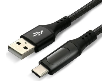 kabel przewod pleciony usb usb c typ c lcd everactive cbb 1cbl 100cm z obsluga szybkiego ladowania do 3a czarny