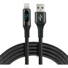 kabel przewod pleciony usb lightning lcd everactive cbb 1ibl 100cm z obsluga szybkiego ladowania do 2 4a czarny 3