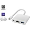 Adaptér USB-C 3.1 | HDMI A+USB-A3.0+USB-C3.1PD | 0.2m | bílý