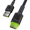 kabel przewod green cell gc ray usb usb c 200cm z zielonym podswietleniem led szybkie ladowanie ultra charge qc 30