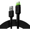 kabel przewod green cell gc ray usb usb c 200cm z zielonym podswietleniem led szybkie ladowanie ultra charge qc 30