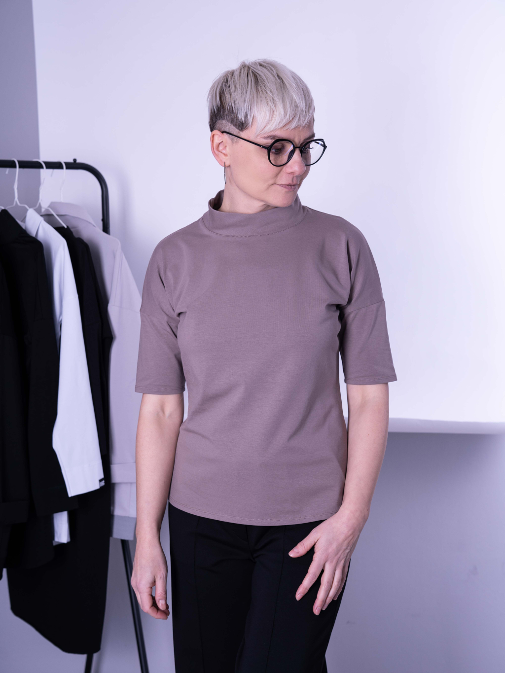 damsky_rolak_rolling_s_1/2_rukavem_barva_mocca_pohled_zepredu