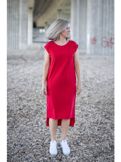 Šaty REY s krátkým rukávem červená