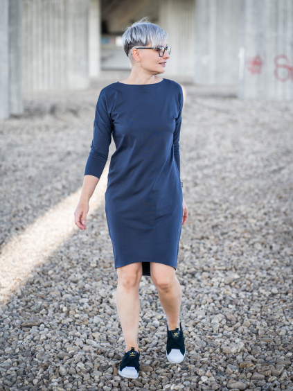 Šaty ADELE dlouhý rukáv myší šedá