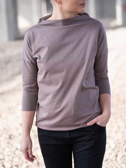 SLEVA Tunika CURE dlouhý rukáv mocca