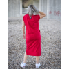 Šaty REY s krátkým rukávem červená pohled ze zadu bez pásku