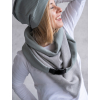 šátek-šála HILL šedá s mintovou detail
