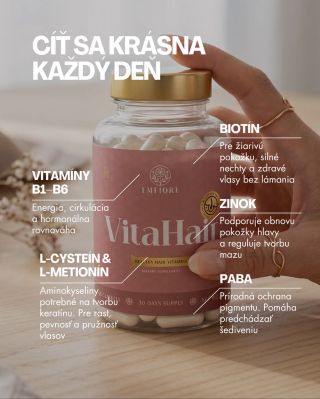 Tajomstvo skutočnej krásy, ktorá vyžaruje aj navonok? Komplexná výživa zvnútra! 🌸 VitaHair spája silu Biotínu, Zinku,...