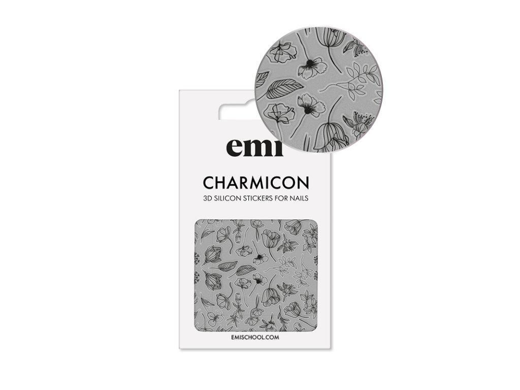 Charmicon 3D Silicone Stickers #176 Black Flowers