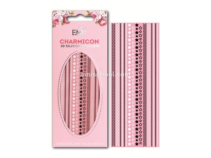 Charmicon 3D Silicone Stickers Stars MIX #2 Black/White