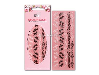 Charmicon 3D Silicone Stickers Swirl #3 Black/White
