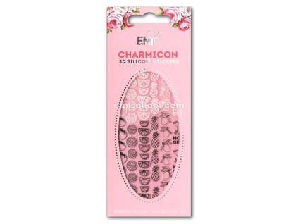 Charmicon 3D Silicone Stickers #46 Tropical Fruits Black/White