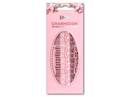 Charmicon 3D Silicone Stickers #52 Words Black/White